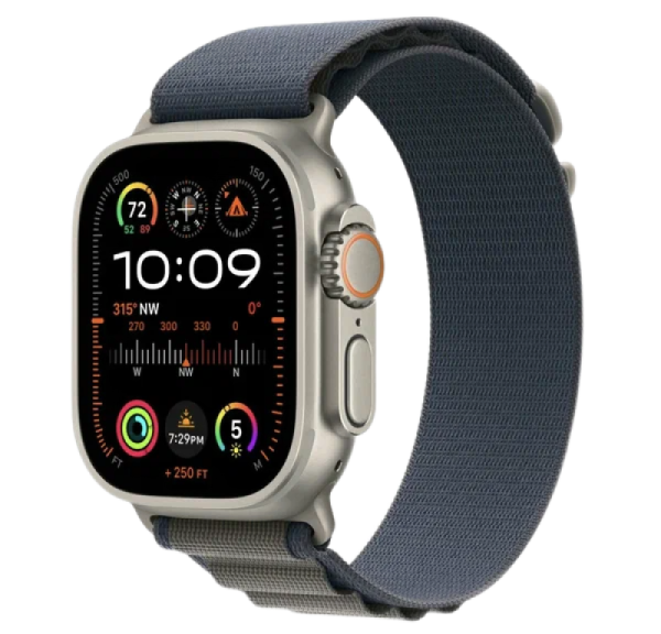 Apple Watch Series Ultra 2 49mm Natural Titanium Case with Blue Alpine Loop M